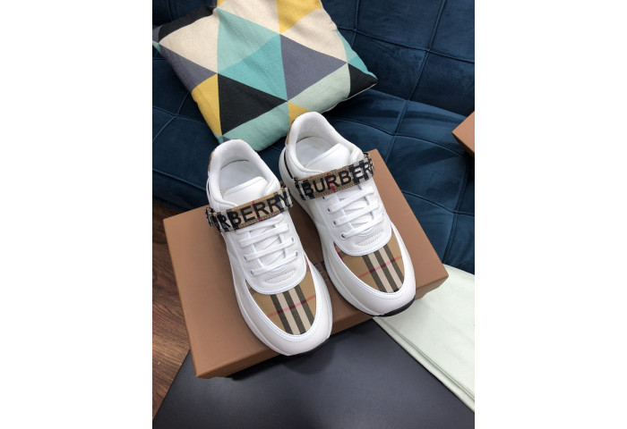 Bur*berry Vintage Check, Leather and Mesh Sneakers