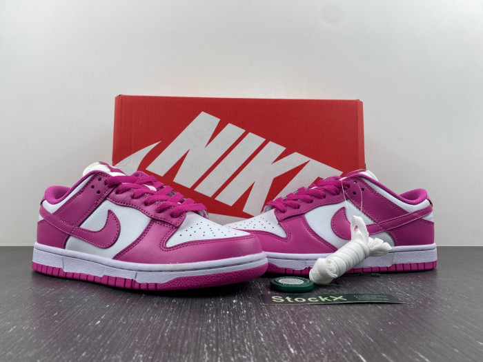 nike dunk low active fuchsia pink white gs fj0704-100