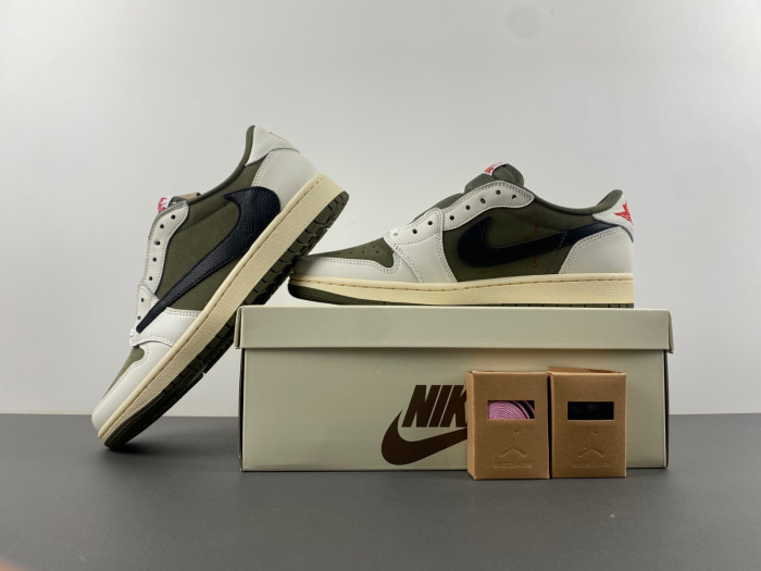 travis scott x air jordan 1 low og medium olive dm7866-200