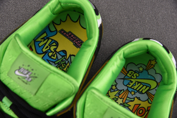 the powerpuff girls x nike sb dunk low “buttercup” fz8319-300