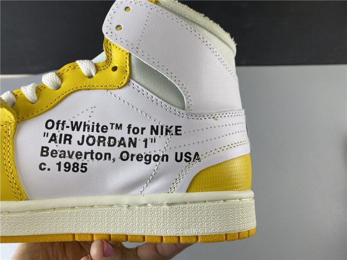 off white x air jordan 1 retro high og "canary yellow" aq0818-149