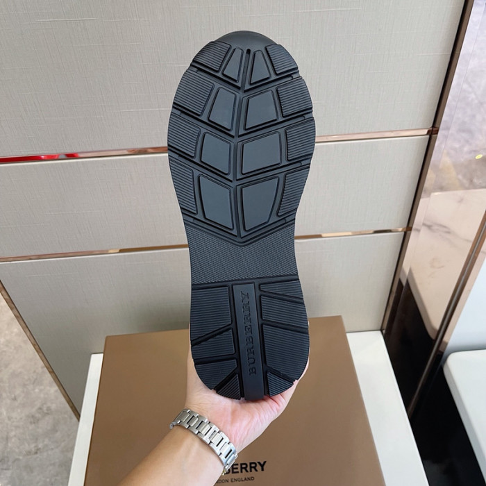 B**rry vintage check, leather and mesh sneakers