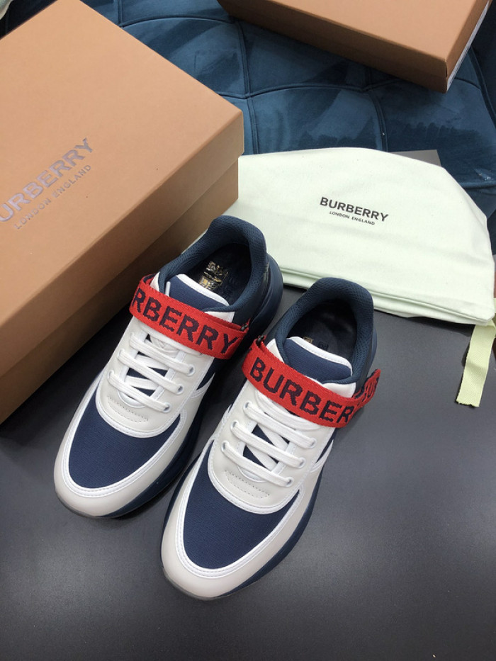 B**rry vintage check, leather and mesh sneakers