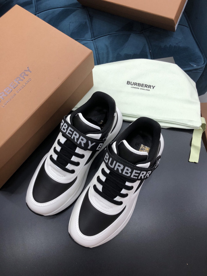 B**rry vintage check, leather and mesh sneakers