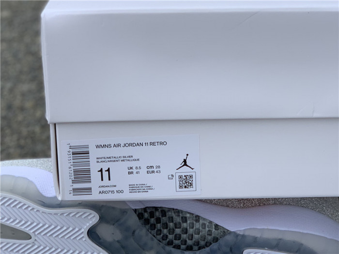 air jordan 11 retro "metallic silver" ar0715 100