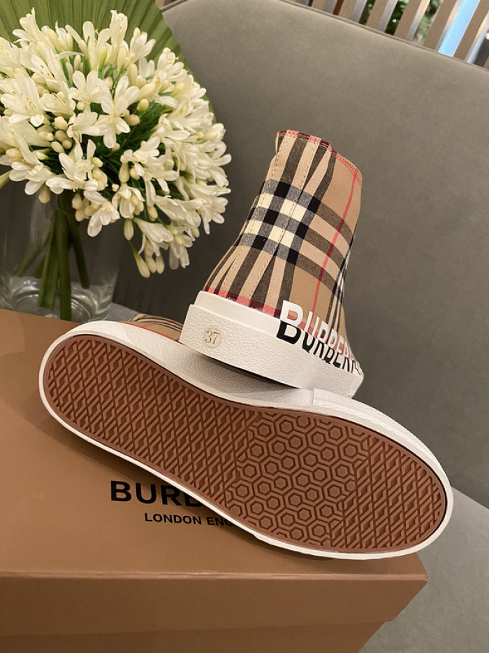 B**rry vintage check cotton high-top sneakers