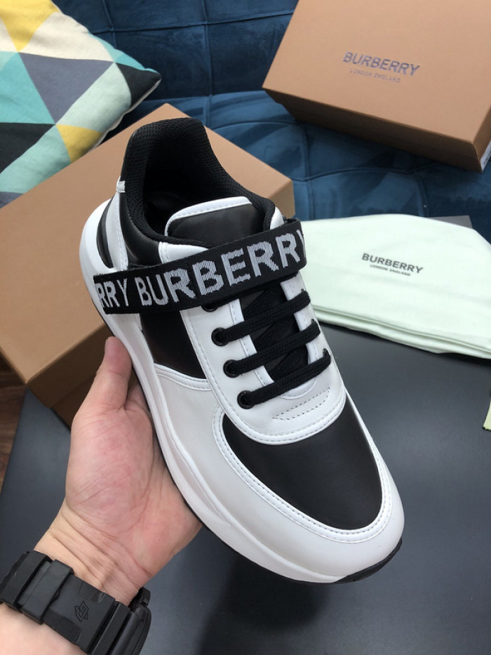 B**rry vintage check, leather and mesh sneakers