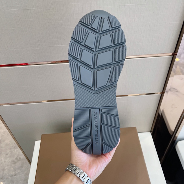 B**rry vintage check, leather and mesh sneakers