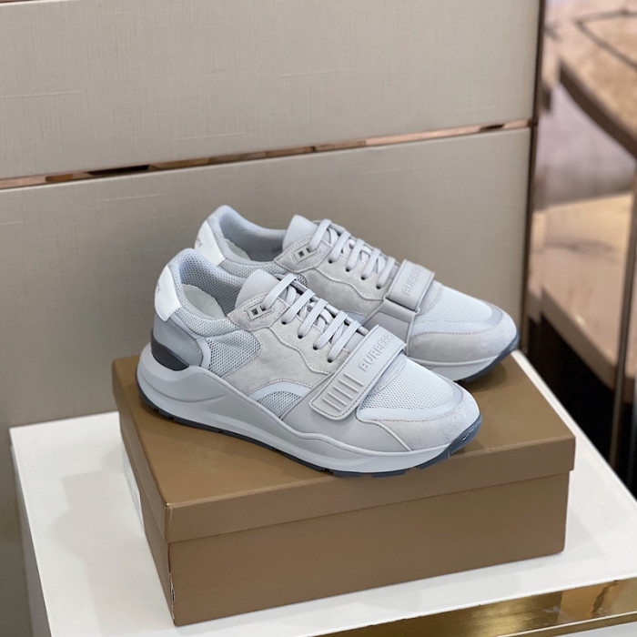 B**rry vintage check, leather and mesh sneakers