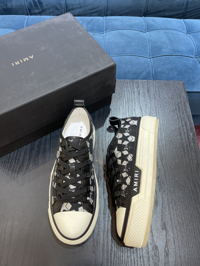 amiri* appliquéd leather and canvas sneakers